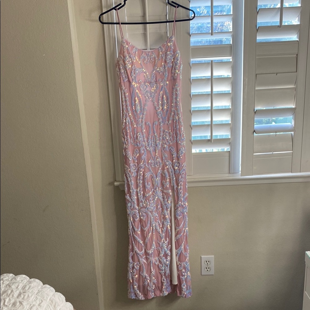 Pink Sequin Prom Gown
